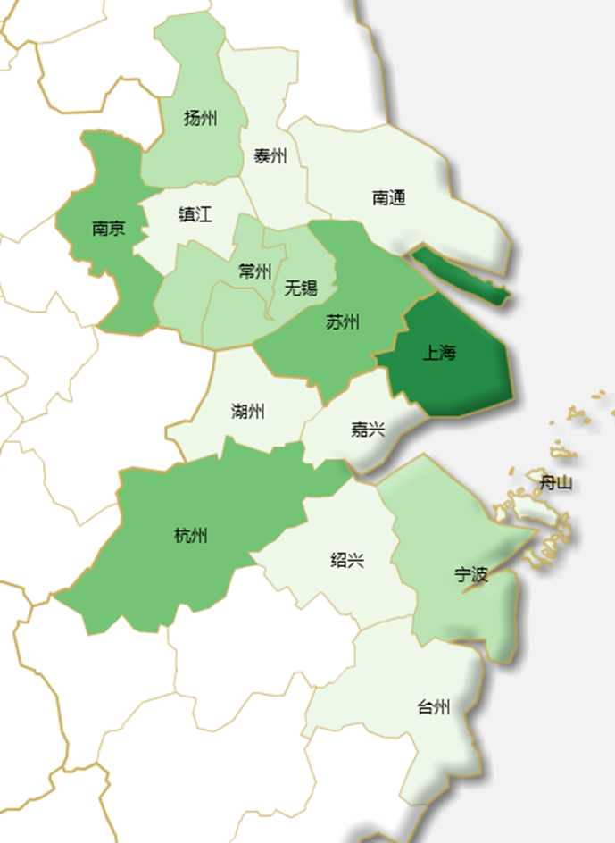 2011-2015年长三角16城市交互聚类图